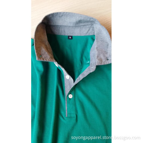 Denim Collar and Cuff Men's Fashion Polo Shirts